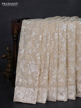 Beige Georgette Saree - Parsi Embroidery