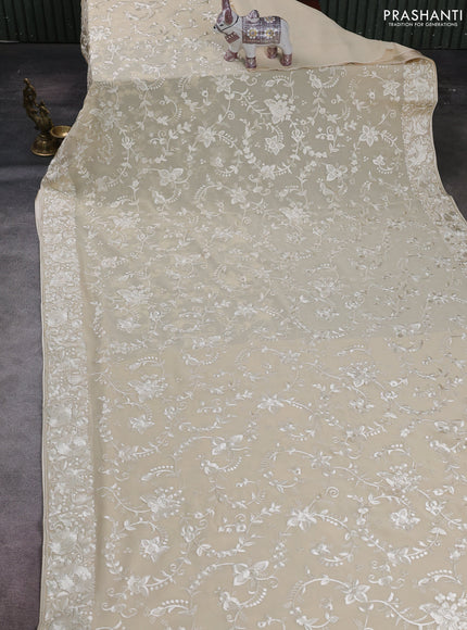 Beige Georgette Saree - Parsi Embroidery