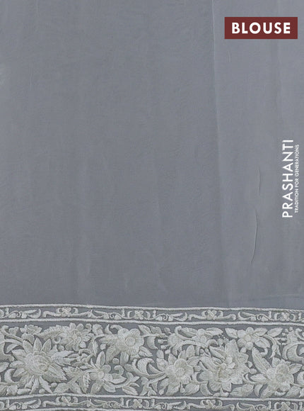 Pastel Grey Georgette Saree - Parsi Embroidery