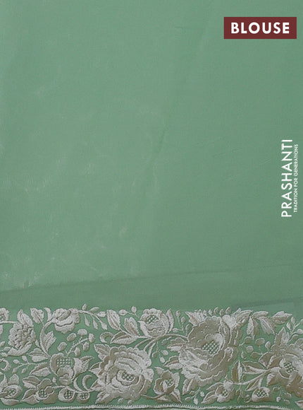 Pastel Green Georgette Saree - Parsi Embroidery