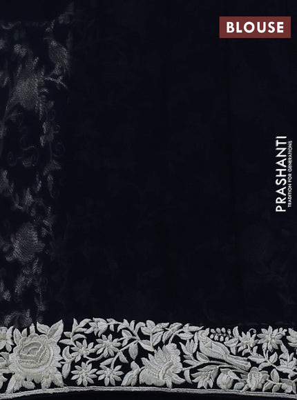 Navy Blue Georgette Saree - Parsi Embroidery