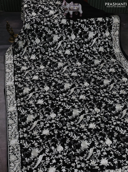 Black Georgette Saree - Parsi Embroidery