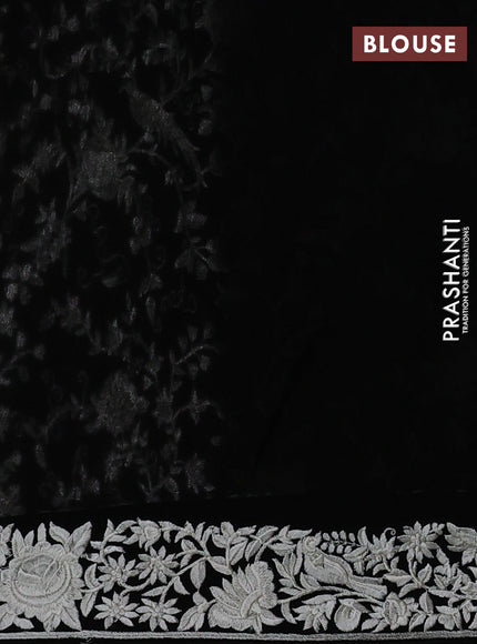 Black Georgette Saree - Parsi Embroidery