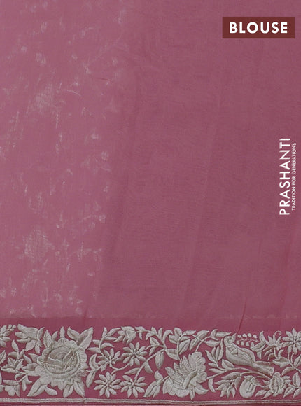 Light Pink Georgette Saree - Parsi Embroidery