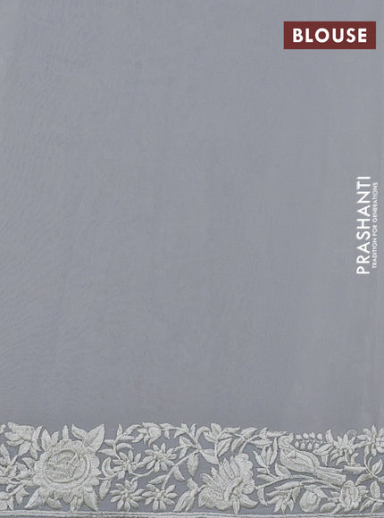 Pastel Grey Georgette Saree - Parsi Embroidery