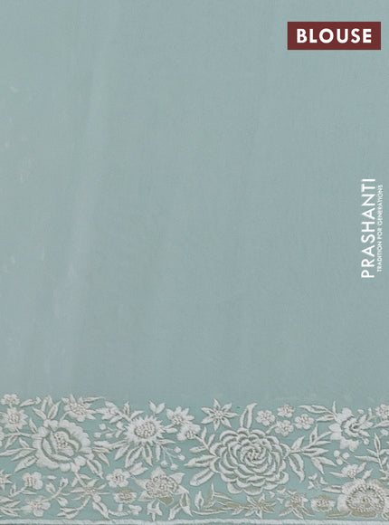 Pastel Green Georgette Saree - Parsi Embroidery