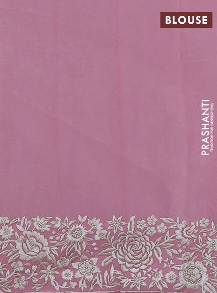 Light Pink Georgette Saree - Parsi Embroidery
