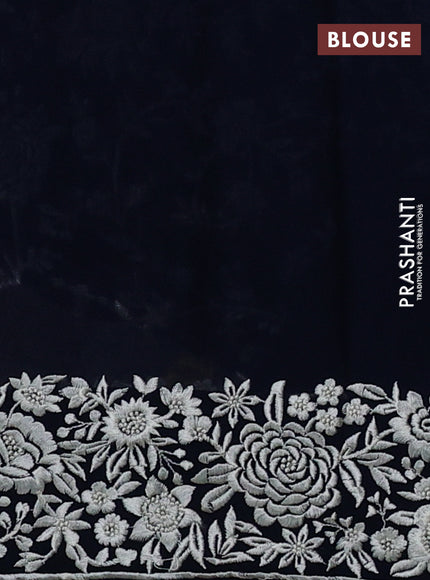 Navy Blue Georgette Saree - Parsi Embroidery