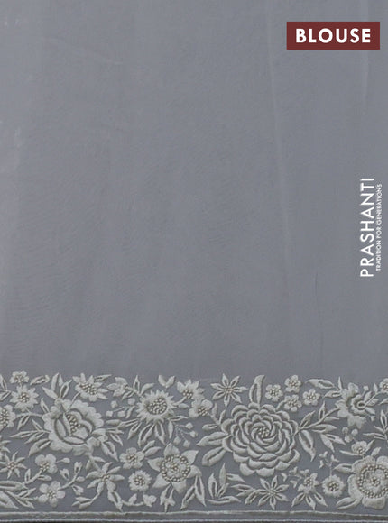 Grey Georgette Saree - Parsi Embroidery