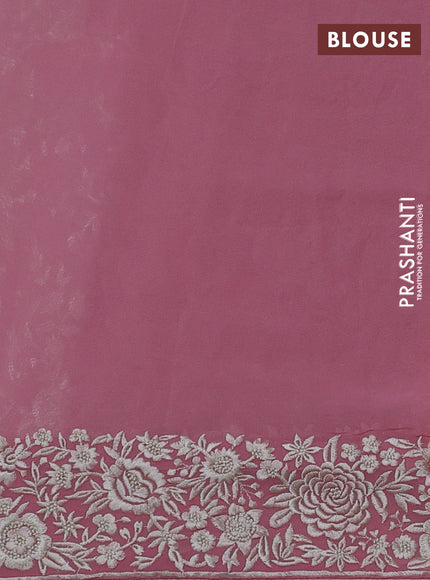 Light Pink Georgette Saree - Parsi Embroidery