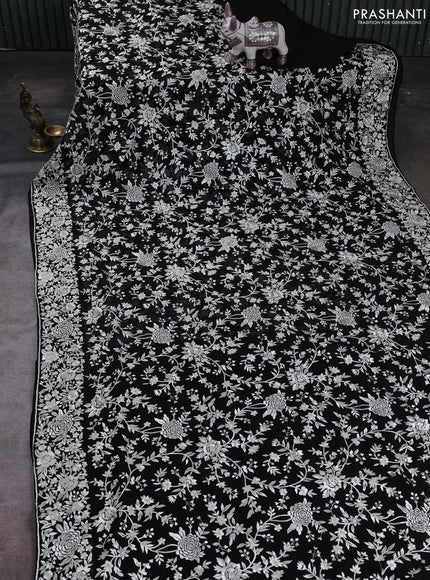 Black Georgette Saree - Parsi Embroidery