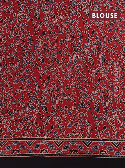 Red Modal Silk Saree - Ajrakh Prints