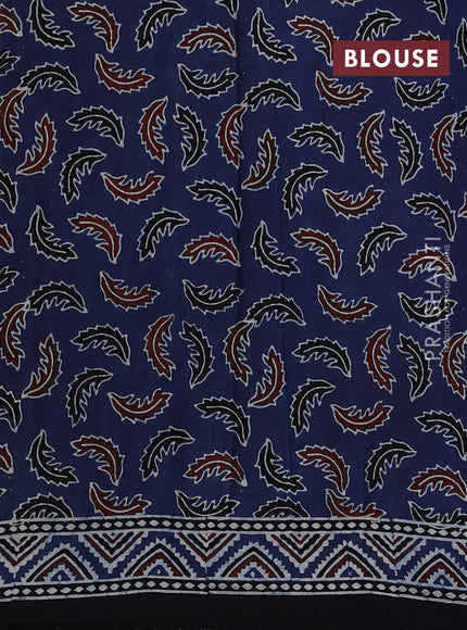 Indigo Blue Modal Silk Saree - Ajrakh Prints