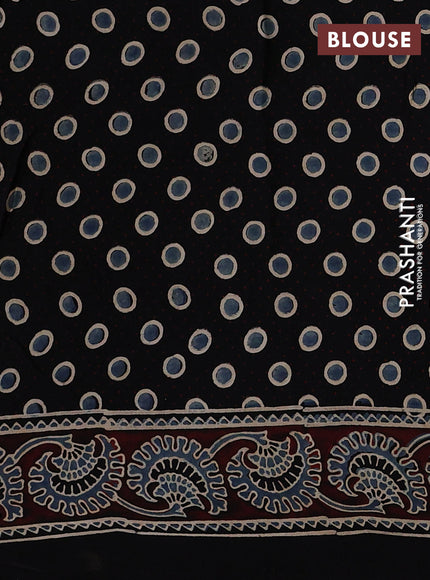 Multi Colour & Black Modal Silk Saree - Ajrakh Prints
