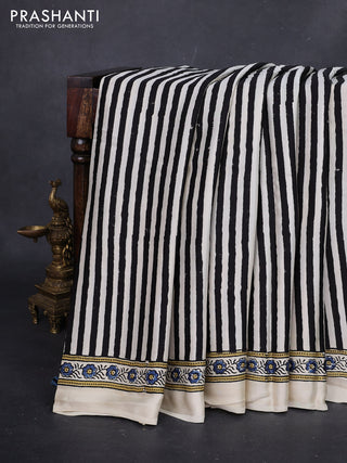 Cream Modal Silk Saree - Ajrakh Prints