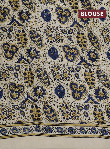 Cream Modal Silk Saree - Ajrakh Prints