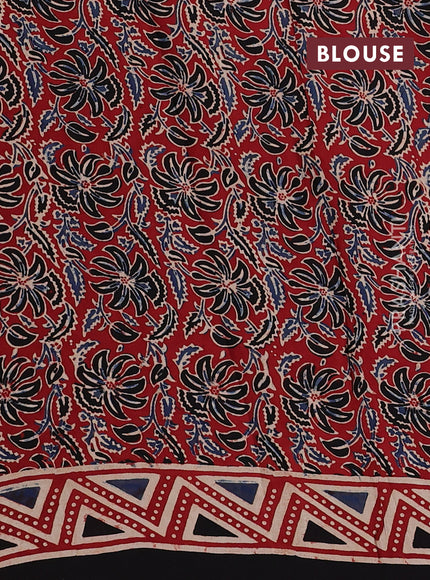 Red Modal Silk Saree - Ajrakh Prints