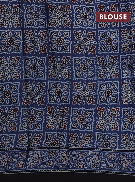 Indigo Blue Modal Silk Saree - Ajrakh Prints