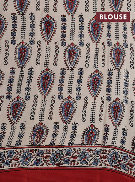 Cream Modal Silk Saree - Ajrakh Prints