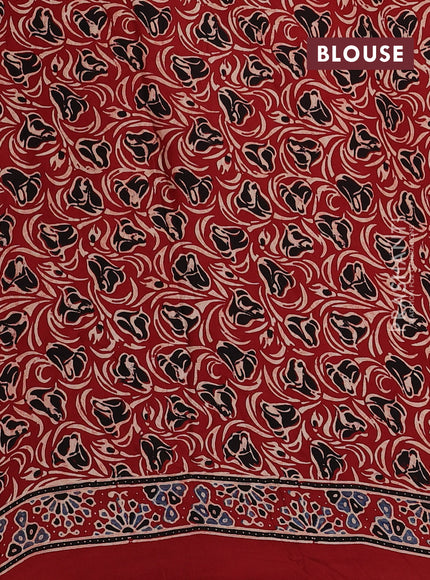 Red Modal Silk Saree - Ajrakh Prints