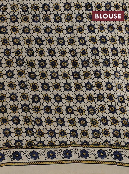 Cream Modal Silk Saree - Ajrakh Prints