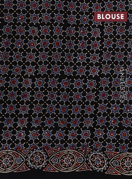 Black Modal Silk Saree - Ajrakh Prints