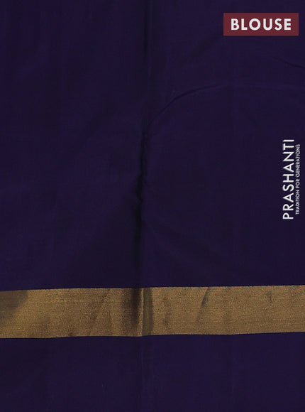 Rosy Brown & Navy Blue Kanchipuram Silk - Buttas