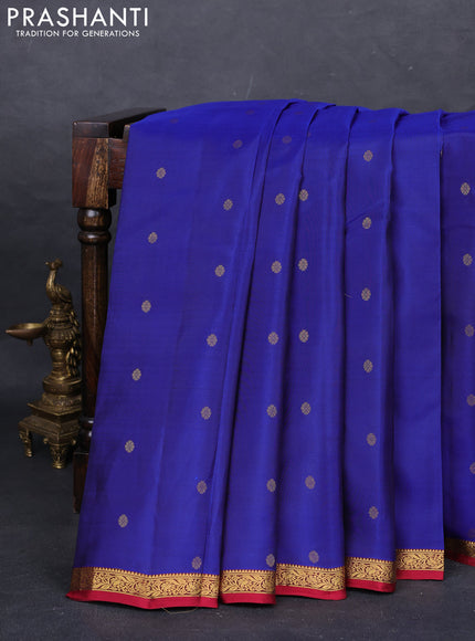 Blue & Maroon Kanchipuram Silk - Buttas