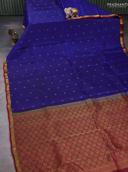 Blue & Maroon Kanchipuram Silk - Buttas