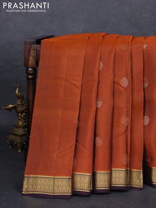 Rust & Coffee Brown Kanchipuram Silk - Buttas