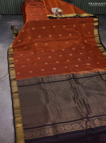 Rust & Coffee Brown Kanchipuram Silk - Buttas