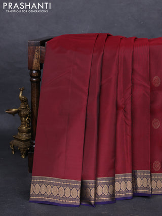 Maroon & Navy Blue Kanchipuram Silk - Buttas