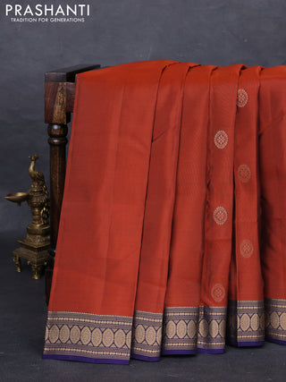 Rust & Navy Blue Kanchipuram Silk - Buttas