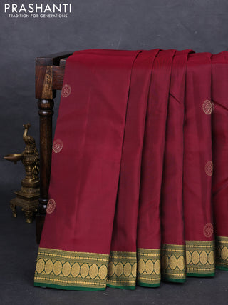 Wine & Green Kanchipuram Silk - Buttas