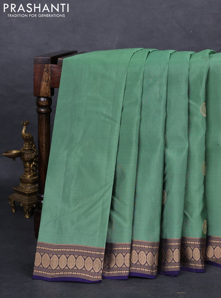 Green & Navy Blue Kanchipuram Silk - Buttas
