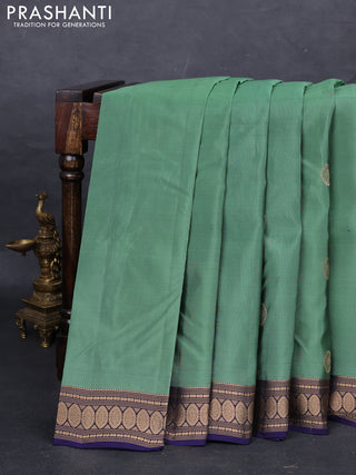 Green & Navy Blue Kanchipuram Silk - Buttas