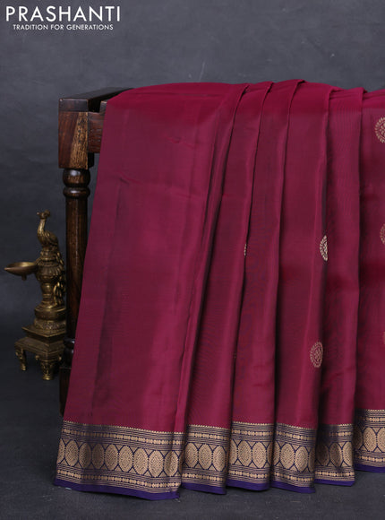 Wine & Navy Blue Kanchipuram Silk - Buttas