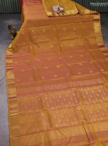 Mustard Yellow Kanchipuram Silk - Buttas