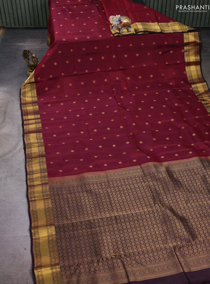 Maroon & Coffee Brown Kanchipuram Silk - Buttas