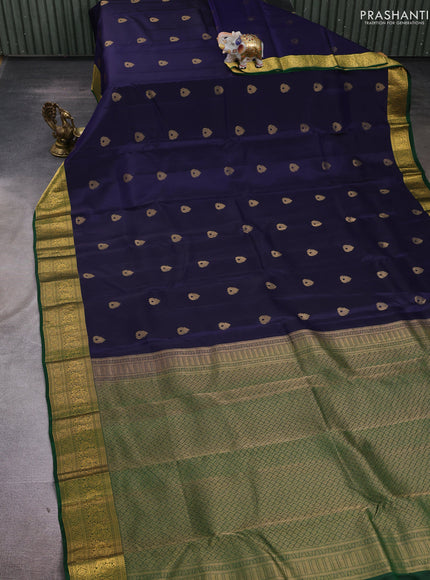Navy Blue & Green Kanchipuram Silk - Buttas