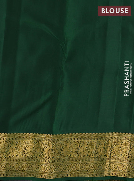 Navy Blue & Green Kanchipuram Silk - Buttas