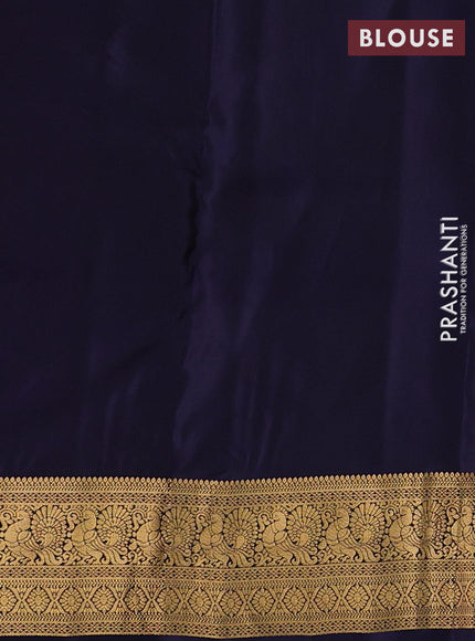 Magenta Pink & Navy Blue Kanchipuram Silk - Buttas