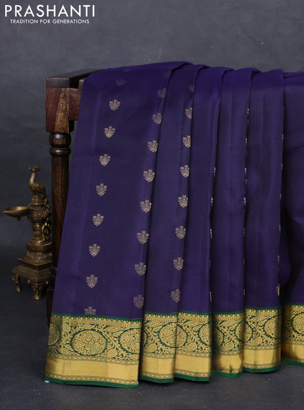 Navy Blue & Green Kanchipuram Silk - Buttas