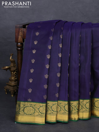 Navy Blue & Green Kanchipuram Silk - Buttas