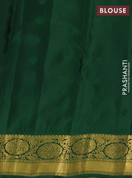 Navy Blue & Green Kanchipuram Silk - Buttas