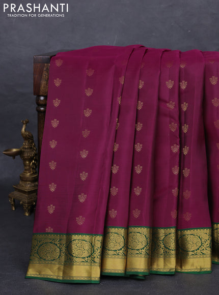 Wine & Green Kanchipuram Silk - Buttas