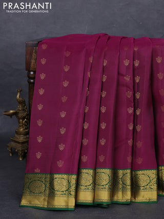 Wine & Green Kanchipuram Silk - Buttas