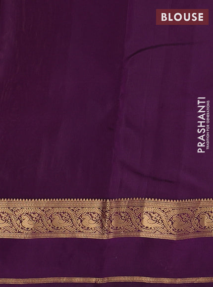 Mustard Green & Purple Kanchipuram Silk - Buttas