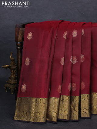 Maroon & Coffee Brown Kanchipuram Silk - Buttas