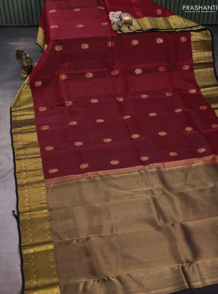 Maroon & Coffee Brown Kanchipuram Silk - Buttas